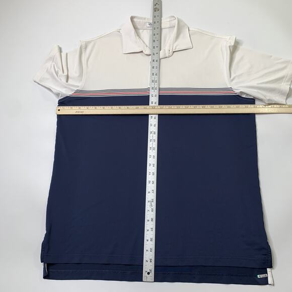 Peter Millar Shirt Mens L Large White Navy Davenport Performance Summer Comfort - Picture 5 of 10